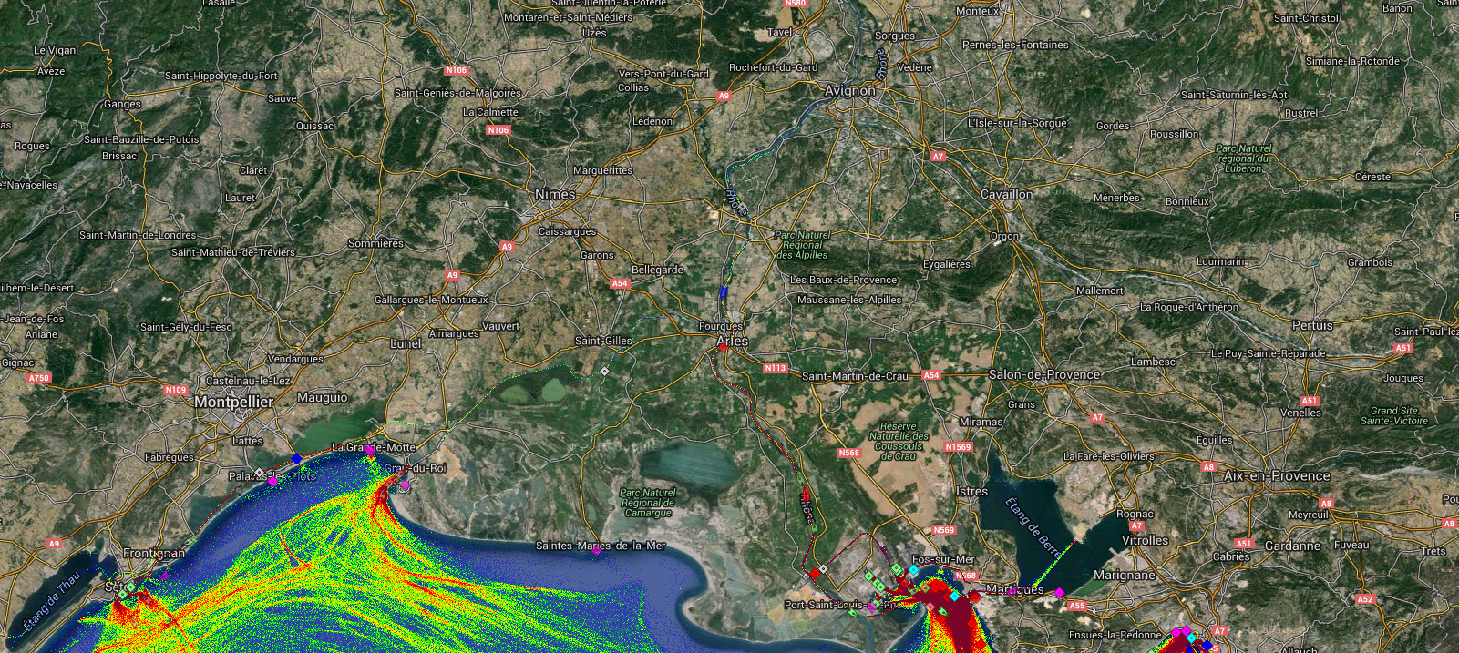 Live Marine Traffic, Density Map and Current Position of ships in RHONE RIVER